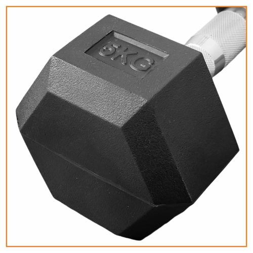 Hantla HEX - Hantle żeliwne stalowe ogumowane 5 kg