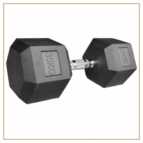 Hantla HEX - Hantle żeliwne stalowe ogumowane 30 kg