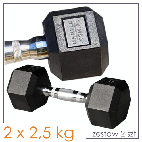 Hantle HEX 2x2,5 kg - zestaw 2szt - żeliwne stalowe ogumowane 5 kg