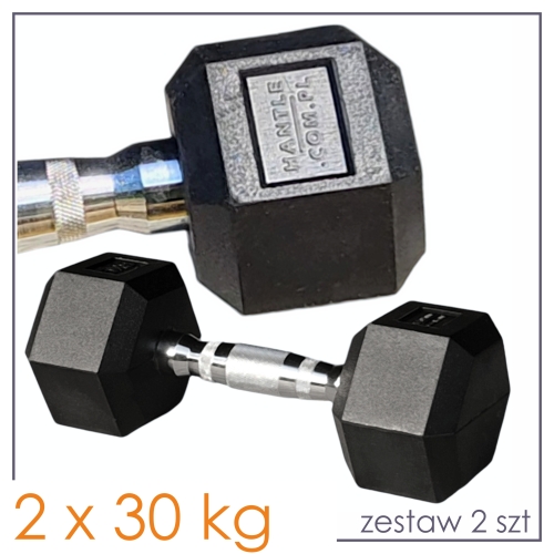 Hantle HEX 2x30 kg - zestaw 2szt - żeliwne stalowe ogumowane 60 kg